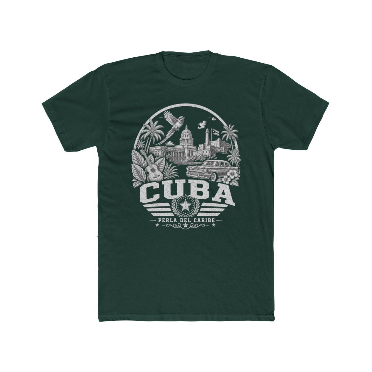 Cuba Men's Tee — Solid Forest Green