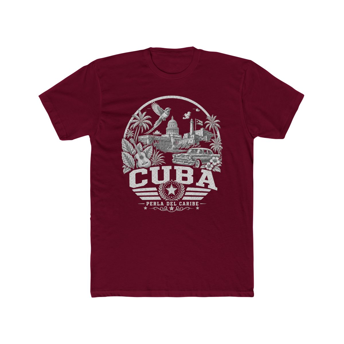 Cuba Men's Tee — Solid Cardinal Red