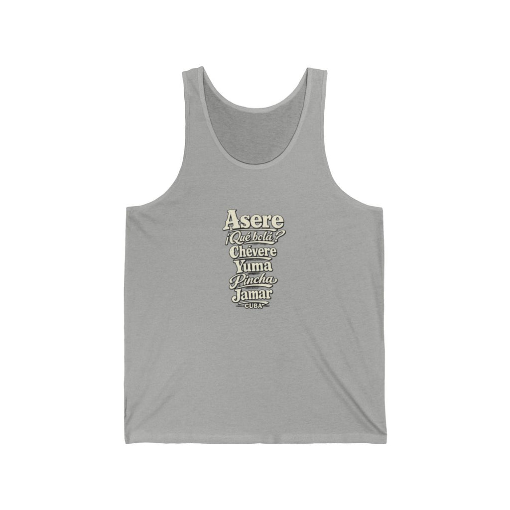 Cuban Slang Expressions Men's Tank Top — Athletic Heather (front)