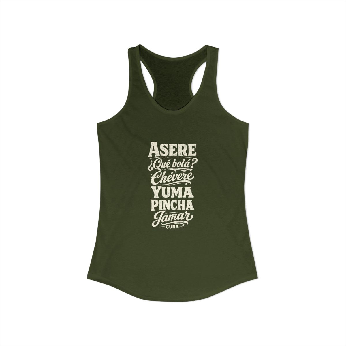 Cuba local slang women's tank top — typographic sayings design | Nameshi Destinations (view 11)