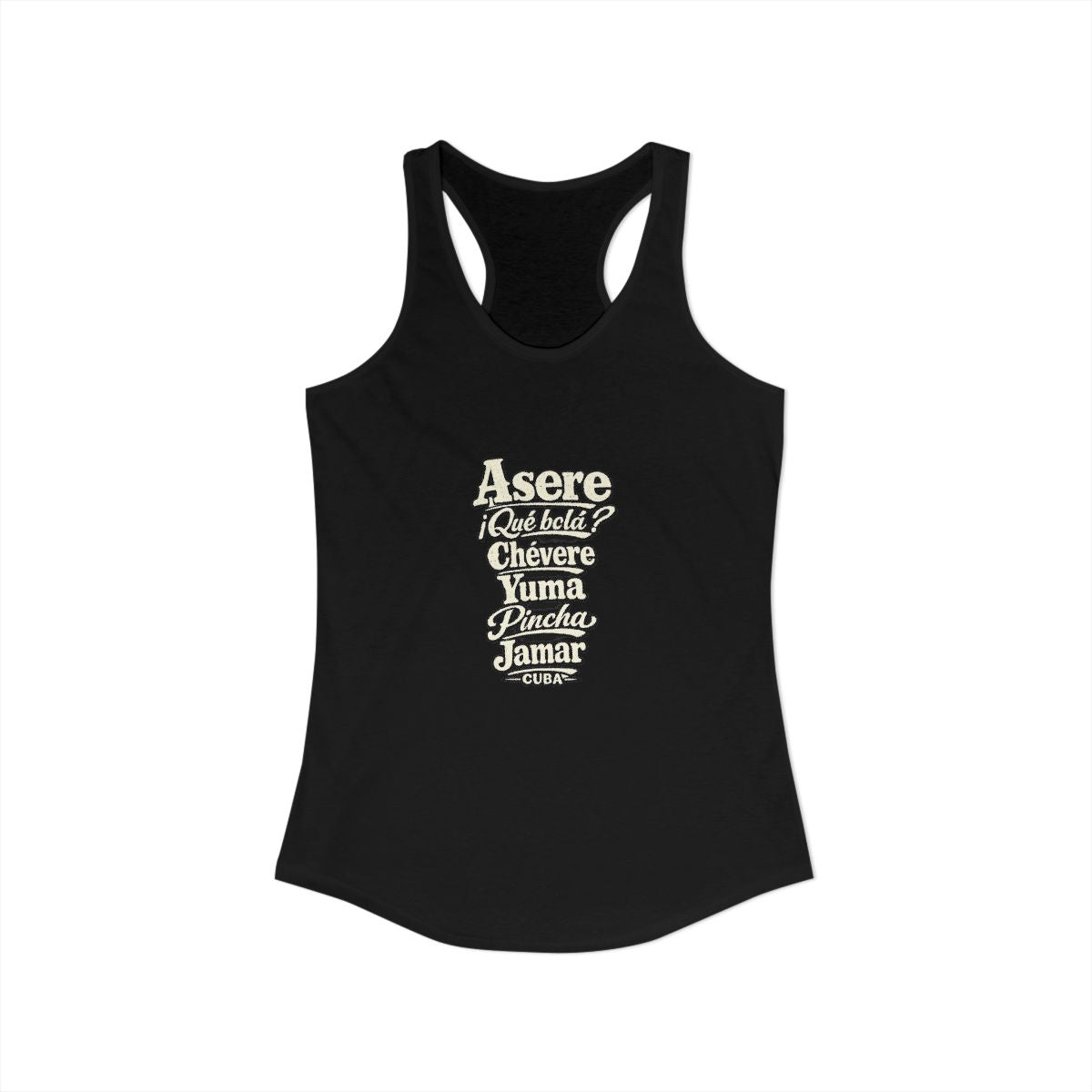Cuban Slang Expressions Women's Tank Top — Solid Black (front)