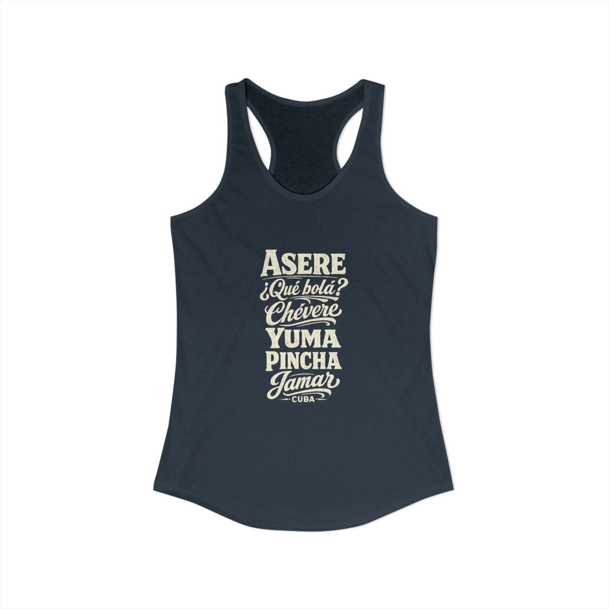 Cuba local slang women's tank top — typographic sayings design | Nameshi Destinations (view 5)