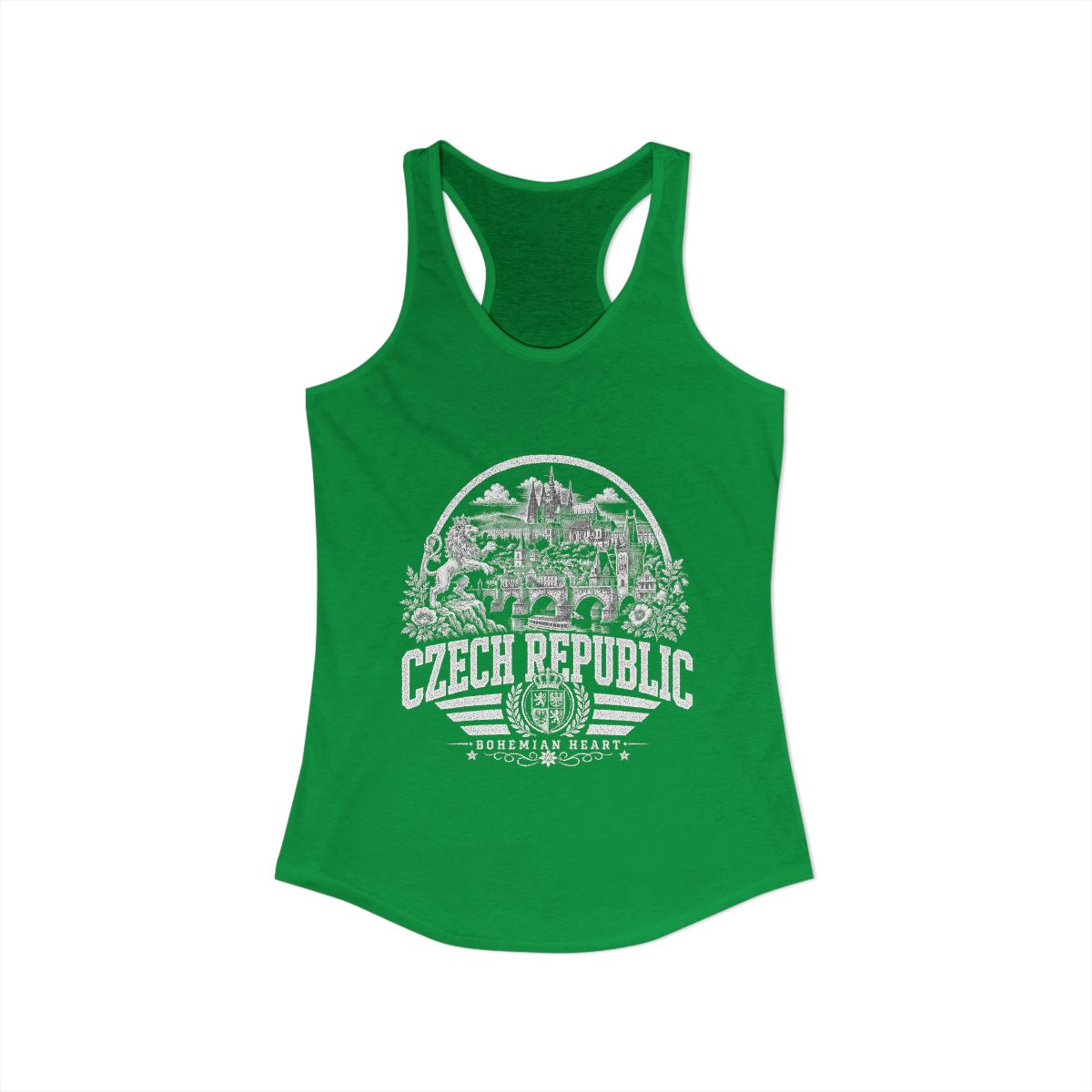 Czech Republic Women's Tank Top — Solid Kelly Green (front)