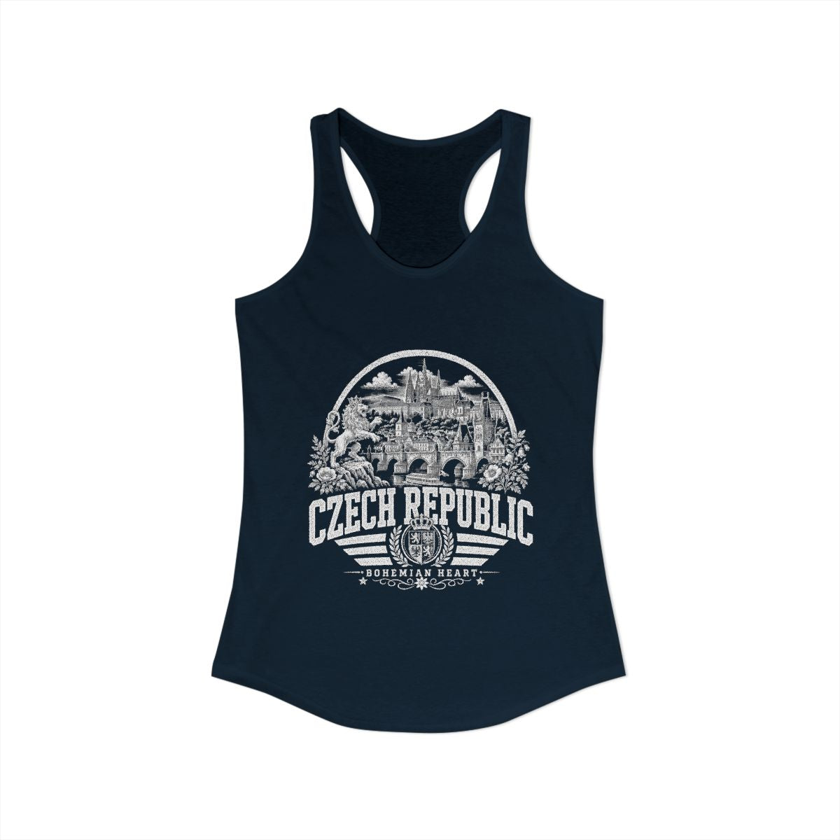 Czech Republic Women's Tank Top — Solid Midnight Navy (front)