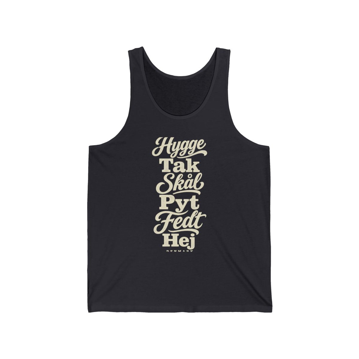 Denmark local slang men's tank top — typographic sayings design | Nameshi Destinations (view 5)