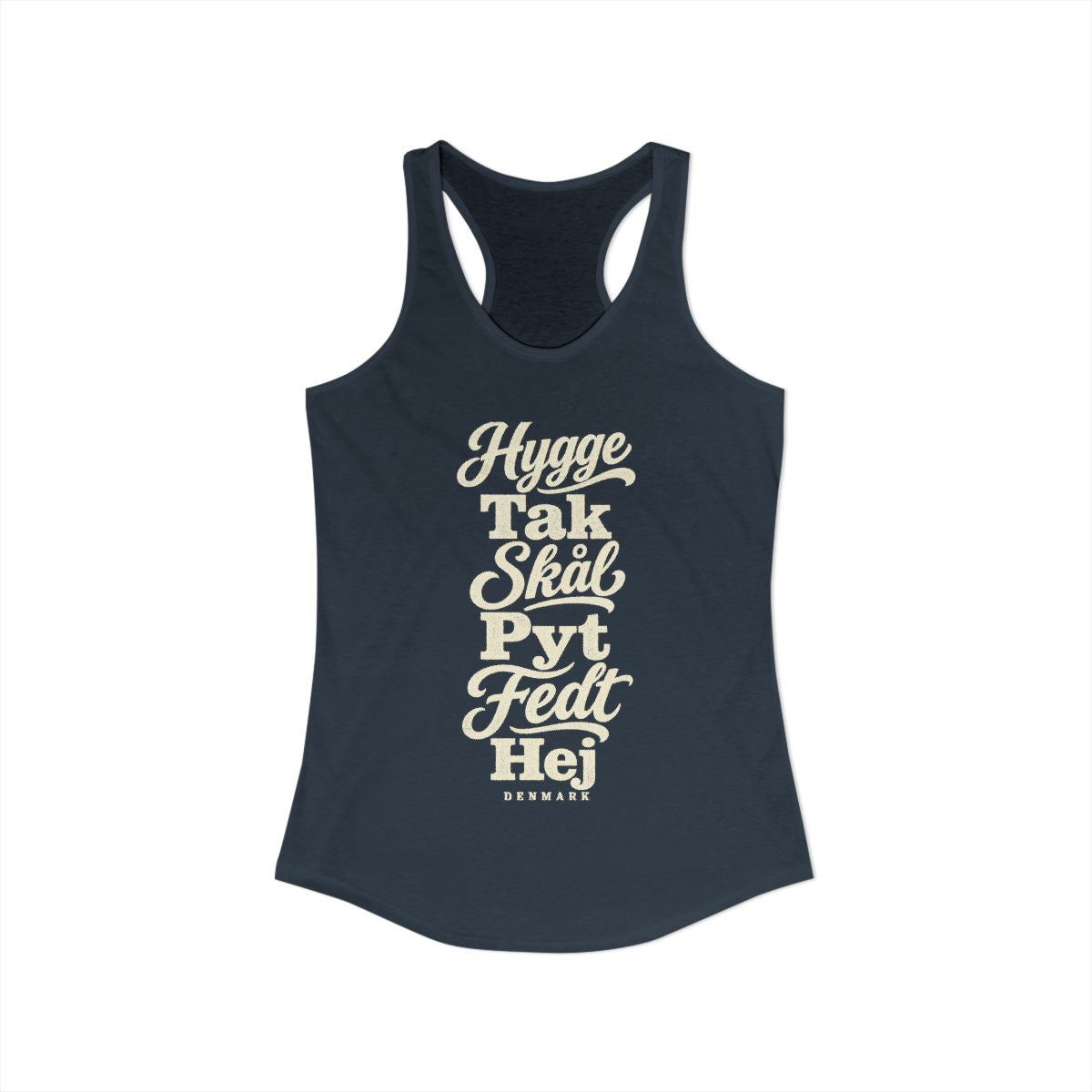 Denmark local slang women's tank top — typographic sayings design | Nameshi Destinations (view 5)