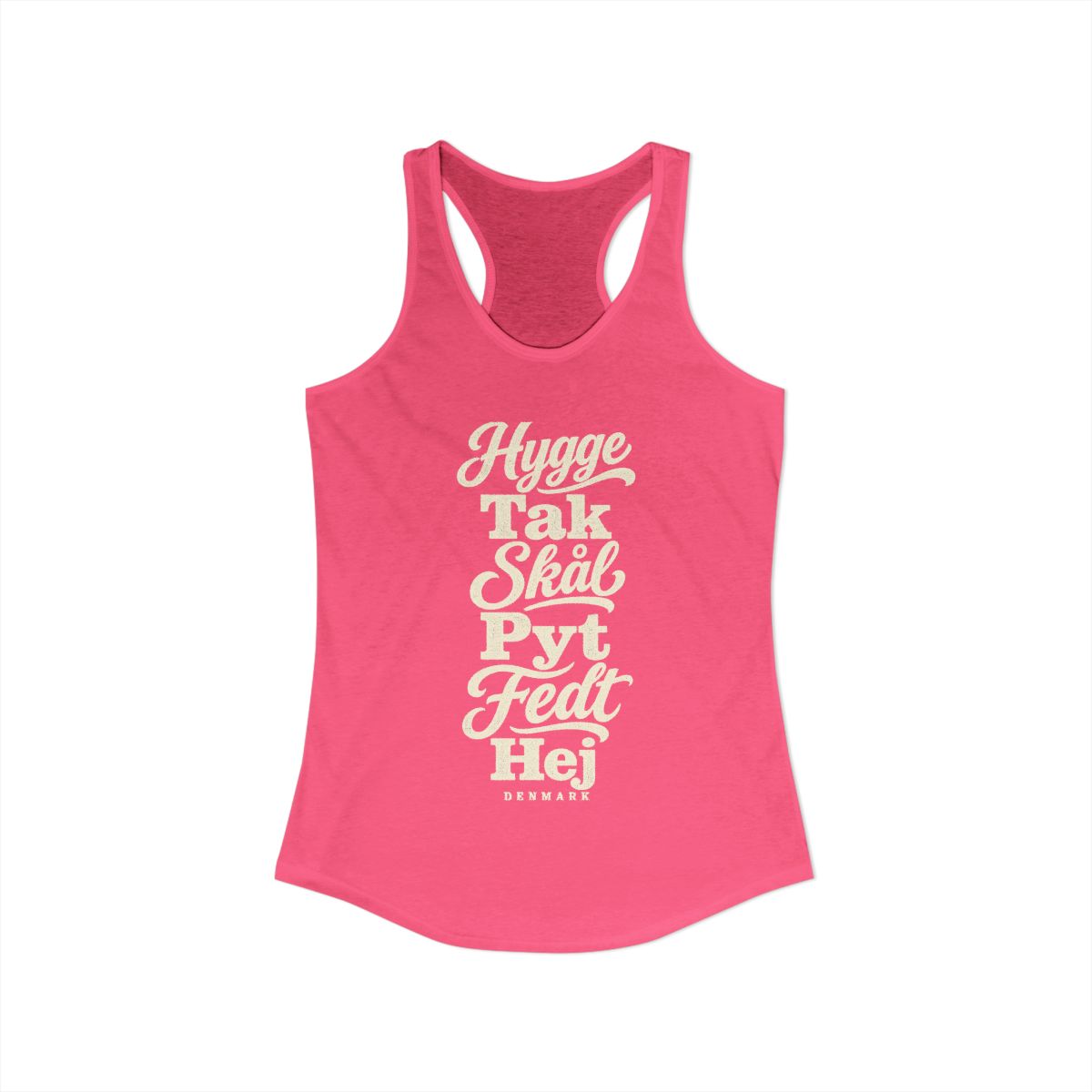 Denmark local slang women's tank top — typographic sayings design | Nameshi Destinations (view 3)
