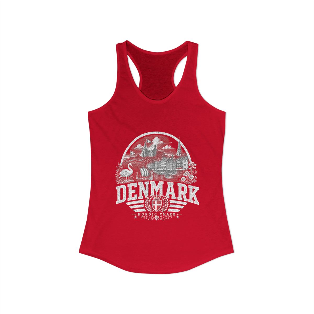 Denmark Women's Tank Top — Solid Red (front)