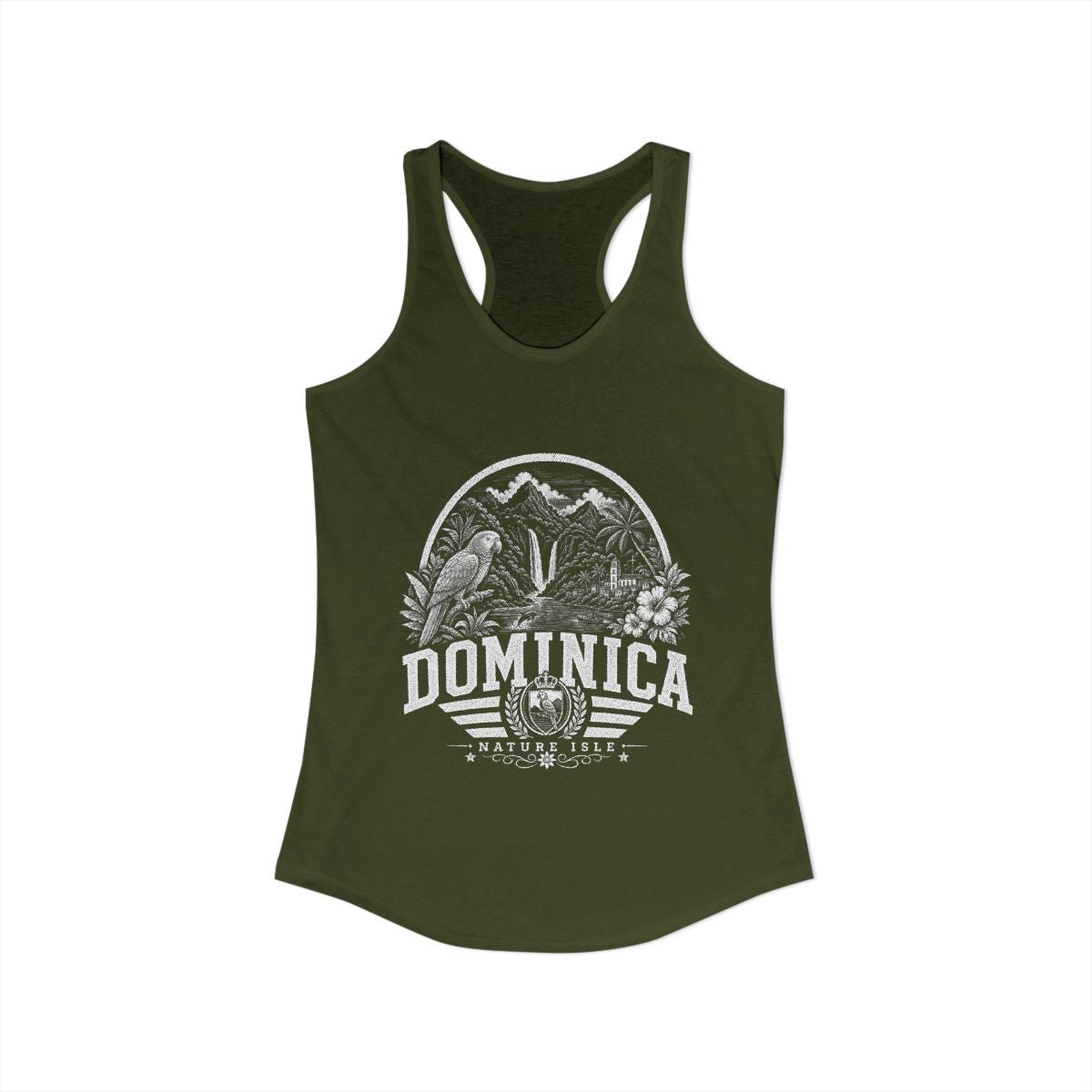 Dominica Women's Tank Top — Solid Military Green (front)