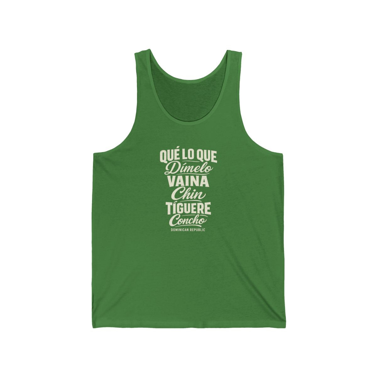 Dominican Republic local slang men's tank top — typographic sayings design | Nameshi Destinations (view 9)