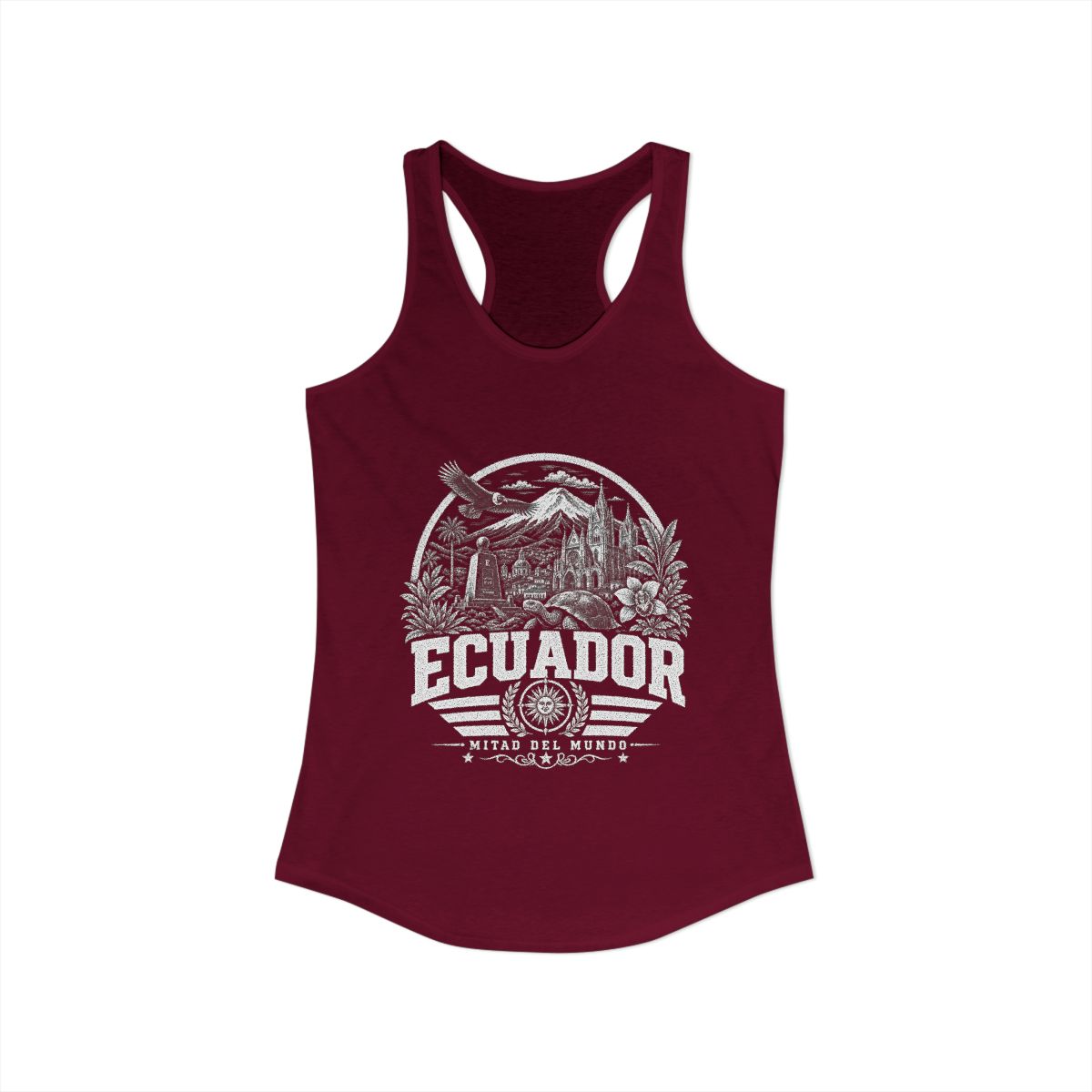 Ecuador Women's Tank Top — Solid Cardinal Red (front)