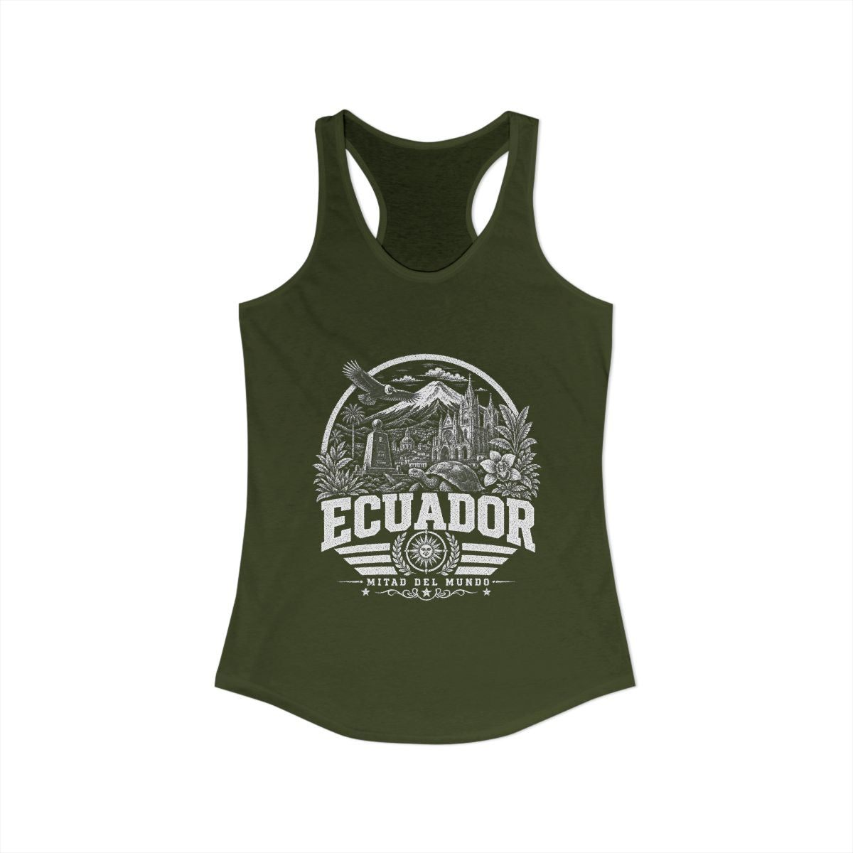 Ecuador Women's Tank Top — Solid Military Green (front)