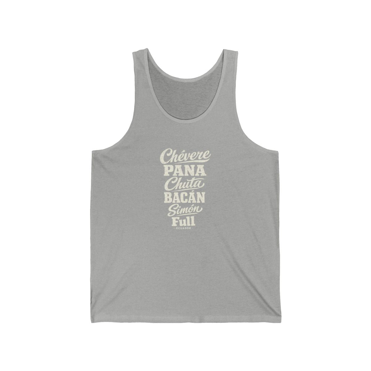Ecuador local slang men's tank top — typographic sayings design | Nameshi Destinations (view 1)