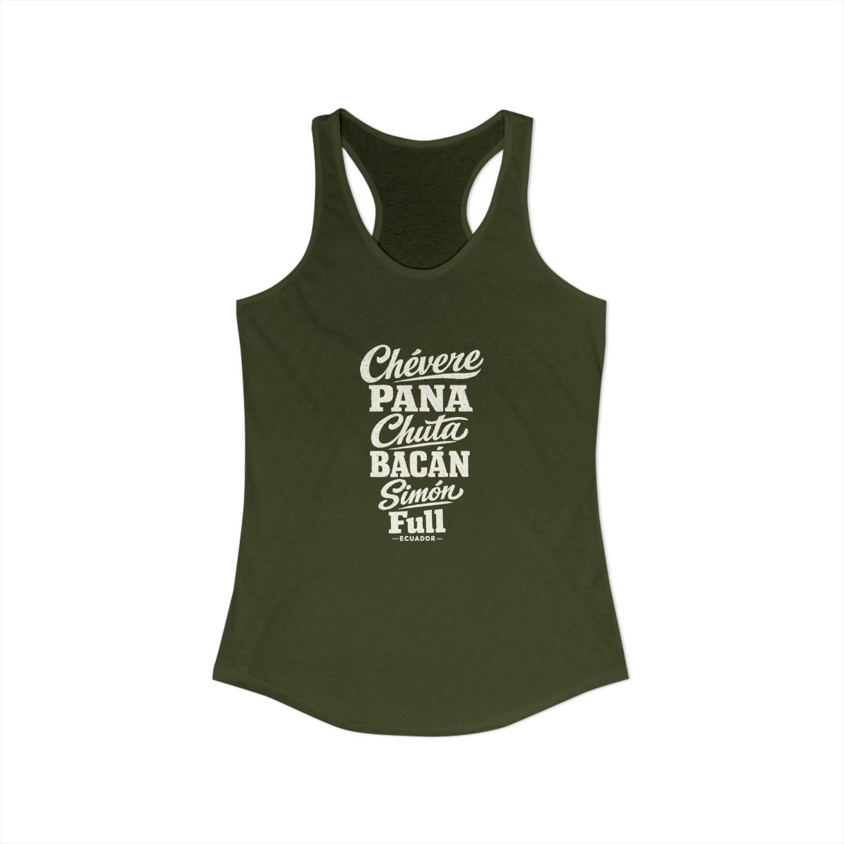 Ecuador local slang women's tank top — typographic sayings design | Nameshi Destinations (view 11)