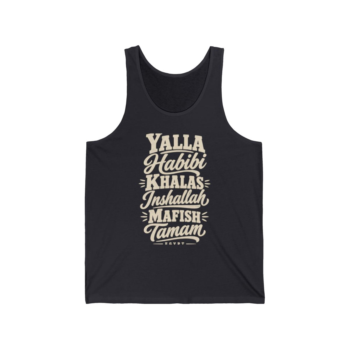 Egypt local slang men's tank top — typographic sayings design | Nameshi Destinations (view 5)