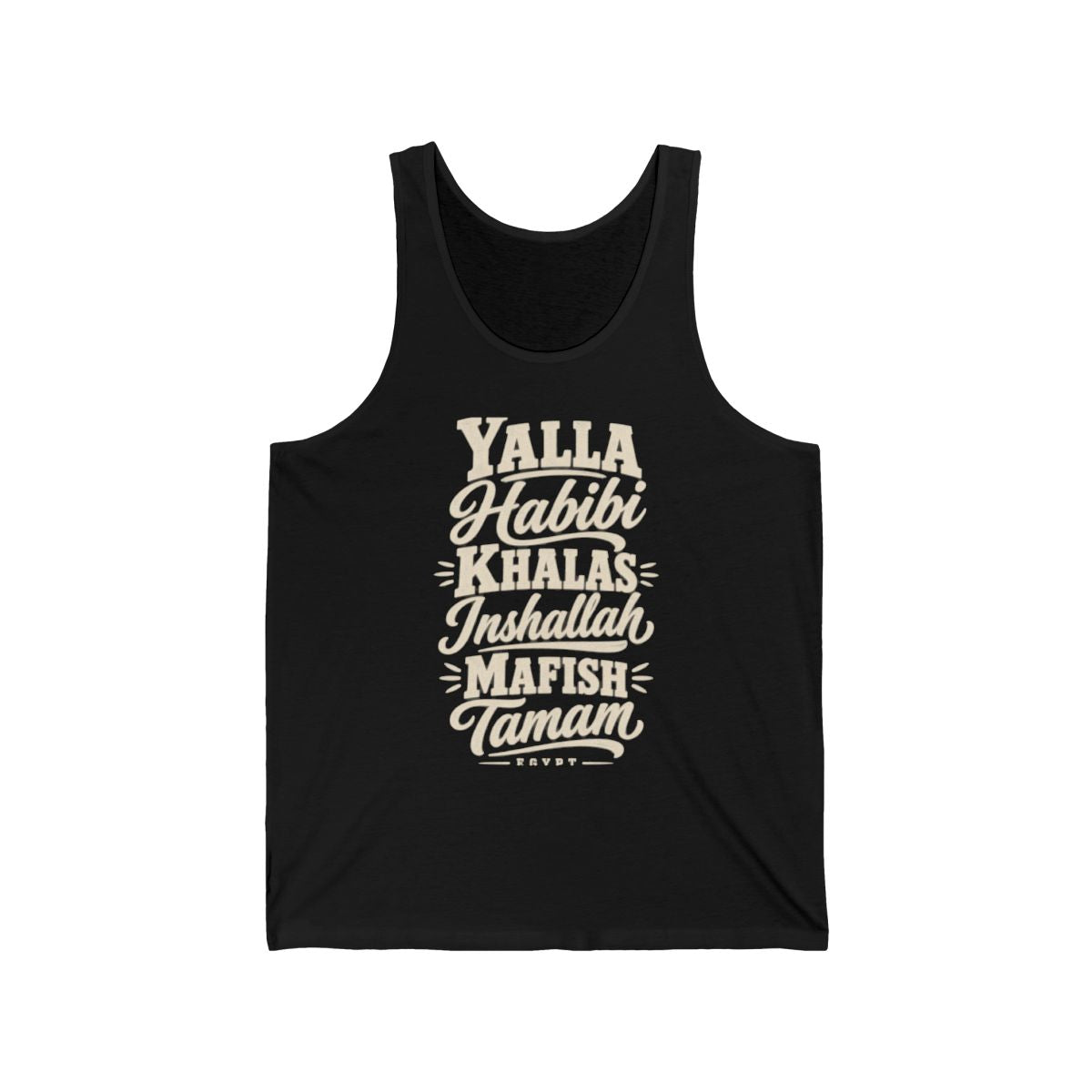 Egypt local slang men's tank top — typographic sayings design | Nameshi Destinations (view 3)