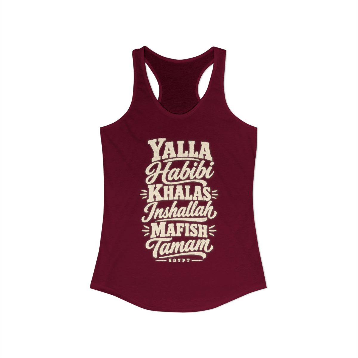 Egypt local slang women's tank top — typographic sayings design | Nameshi Destinations (view 27)