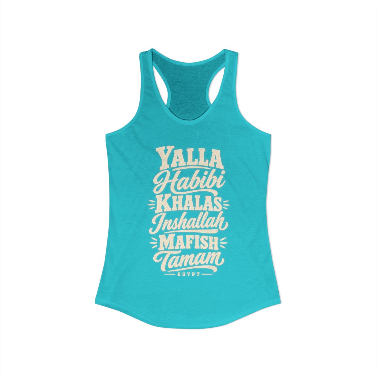 Egypt local slang women's tank top — typographic sayings design | Nameshi Destinations (view 21)