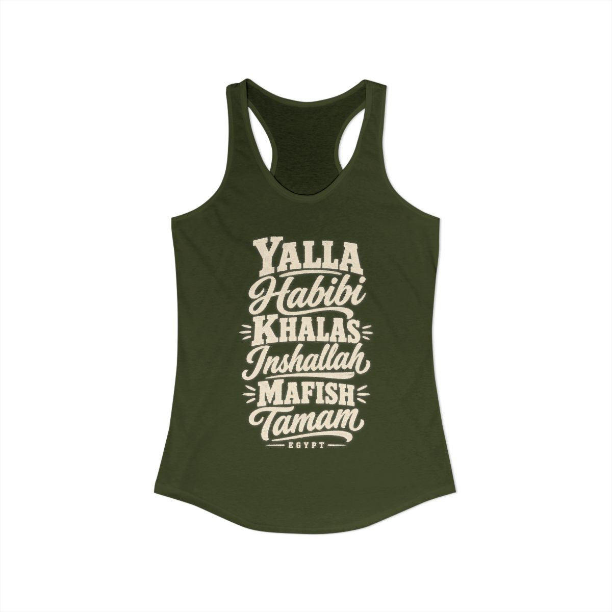 Egypt local slang women's tank top — typographic sayings design | Nameshi Destinations (view 11)