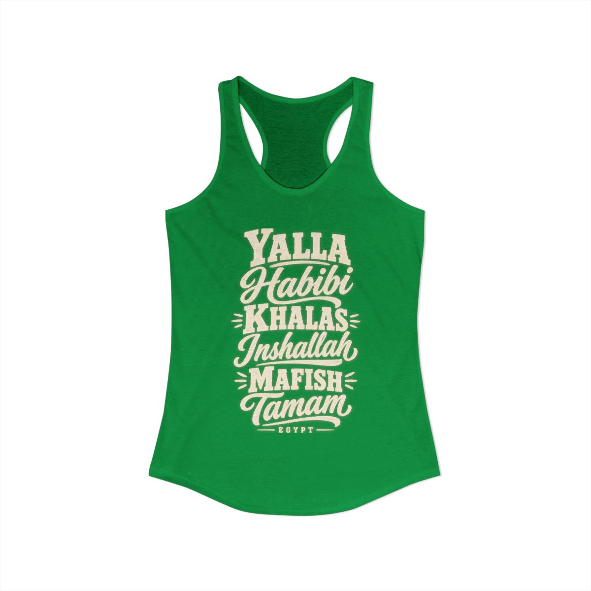 Egypt local slang women's tank top — typographic sayings design | Nameshi Destinations (view 7)