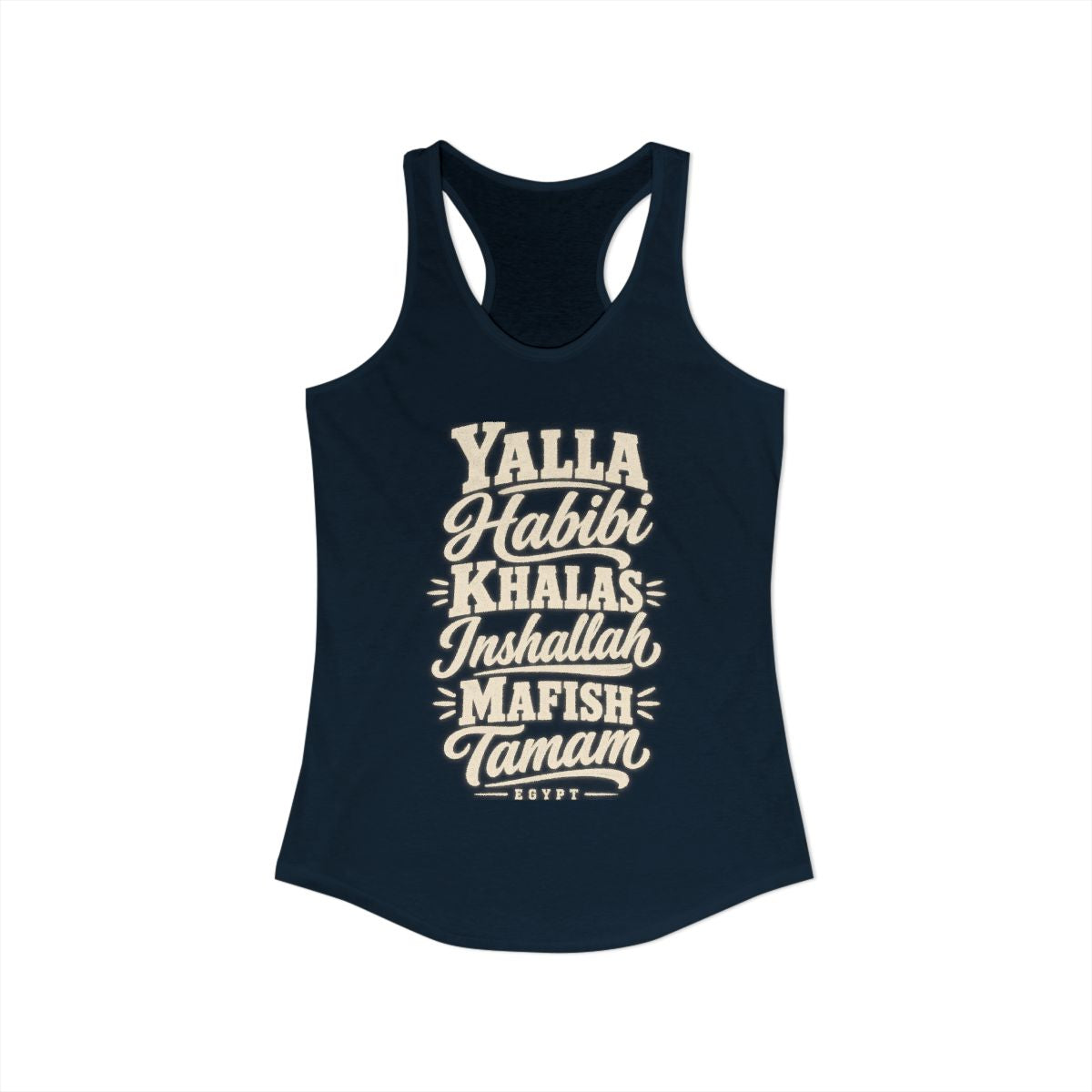Egypt local slang women's tank top — typographic sayings design | Nameshi Destinations (view 9)