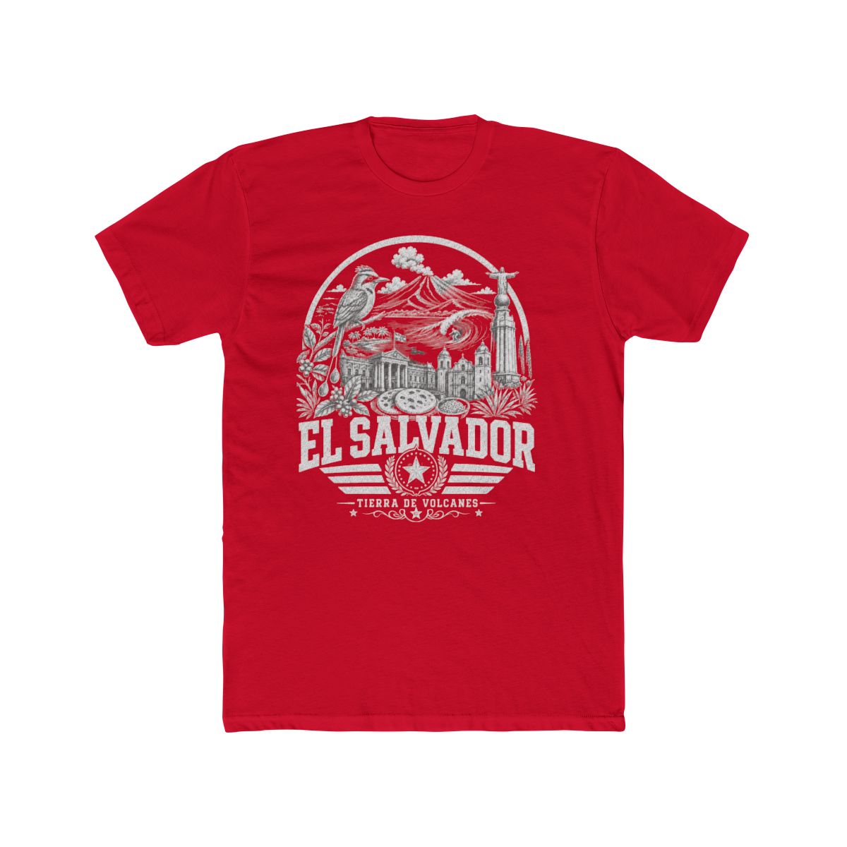 El Salvador Men's Tee — Solid Red