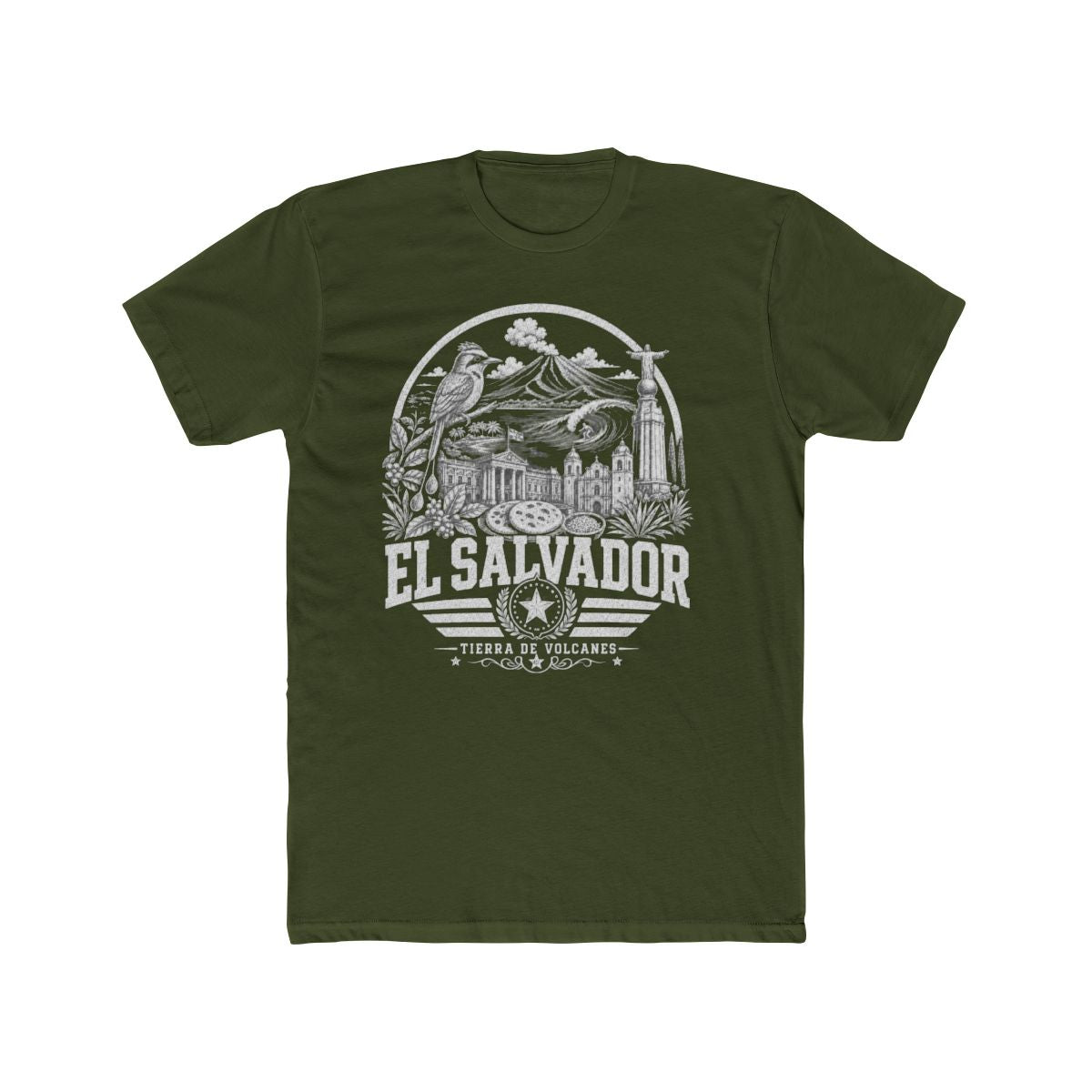 El Salvador Men's Tee — Solid Military Green