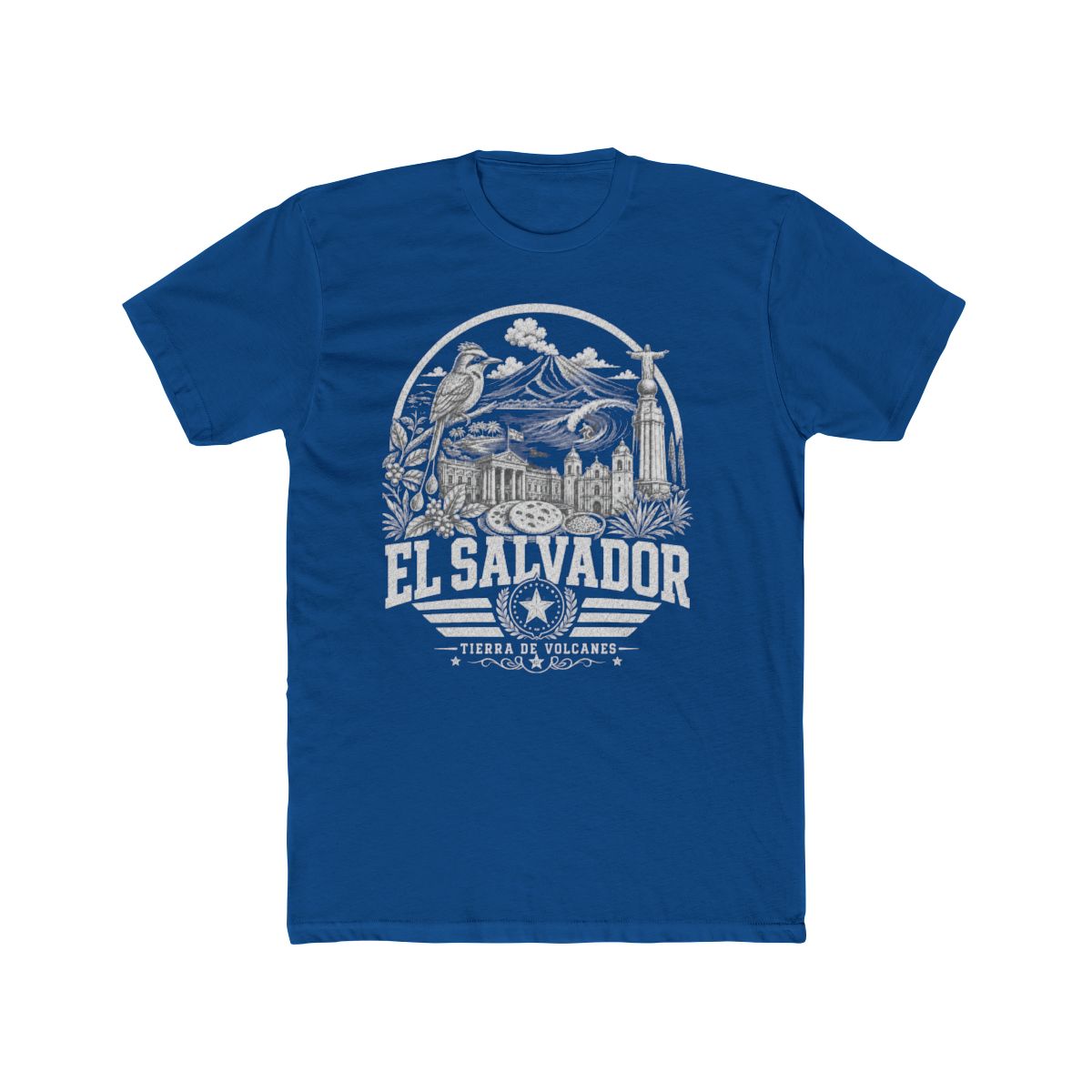 El Salvador Men's Tee — Solid Cool Blue