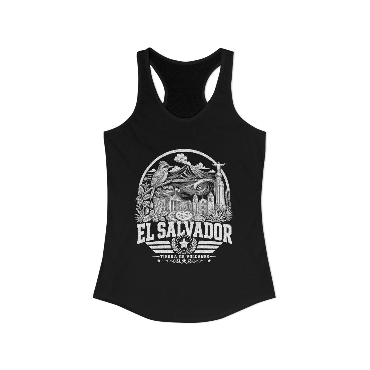 El Salvador Women's Tank Top — Solid Black (front)