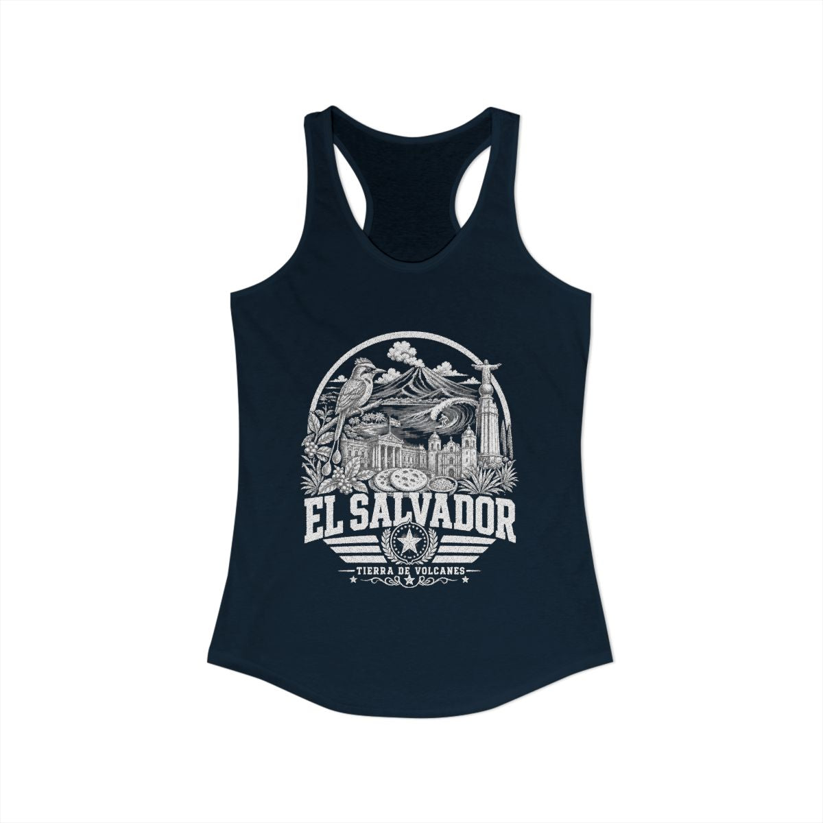 El Salvador Women's Tank Top — Solid Midnight Navy (front)