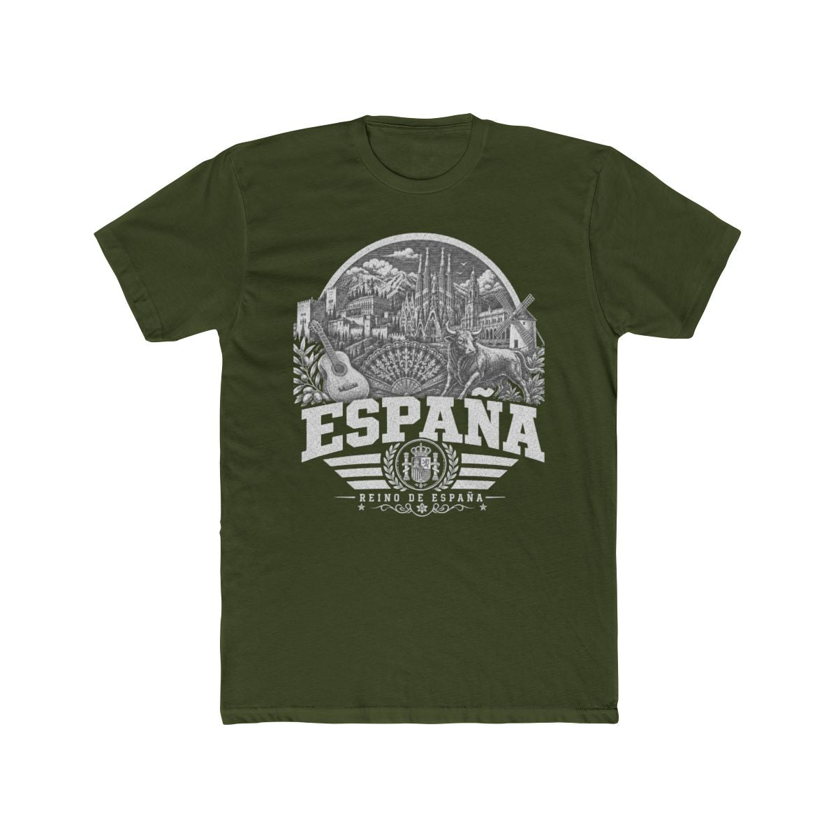 España Men's Tee — Solid Military Green
