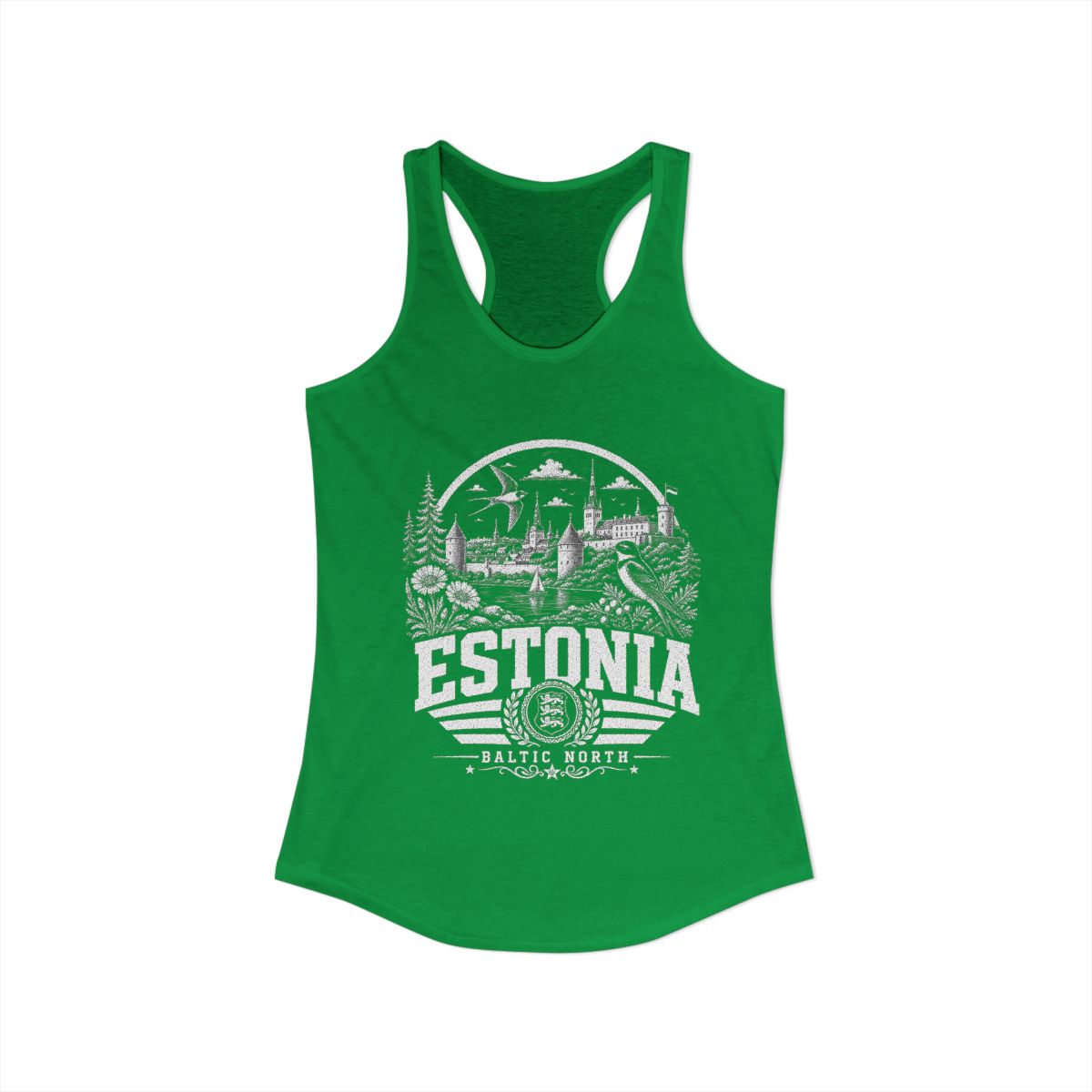 Estonia Women's Tank Top — Solid Kelly Green (front)