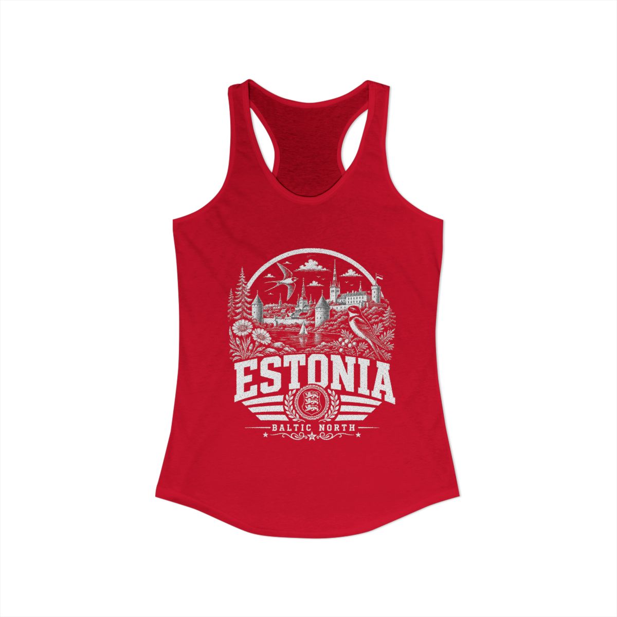 Estonia Women's Tank Top — Solid Red (front)