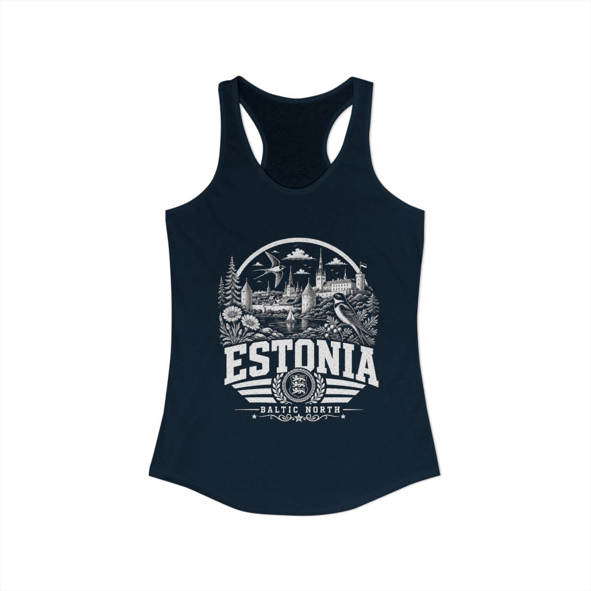 Estonia Women's Tank Top — Solid Midnight Navy (front)
