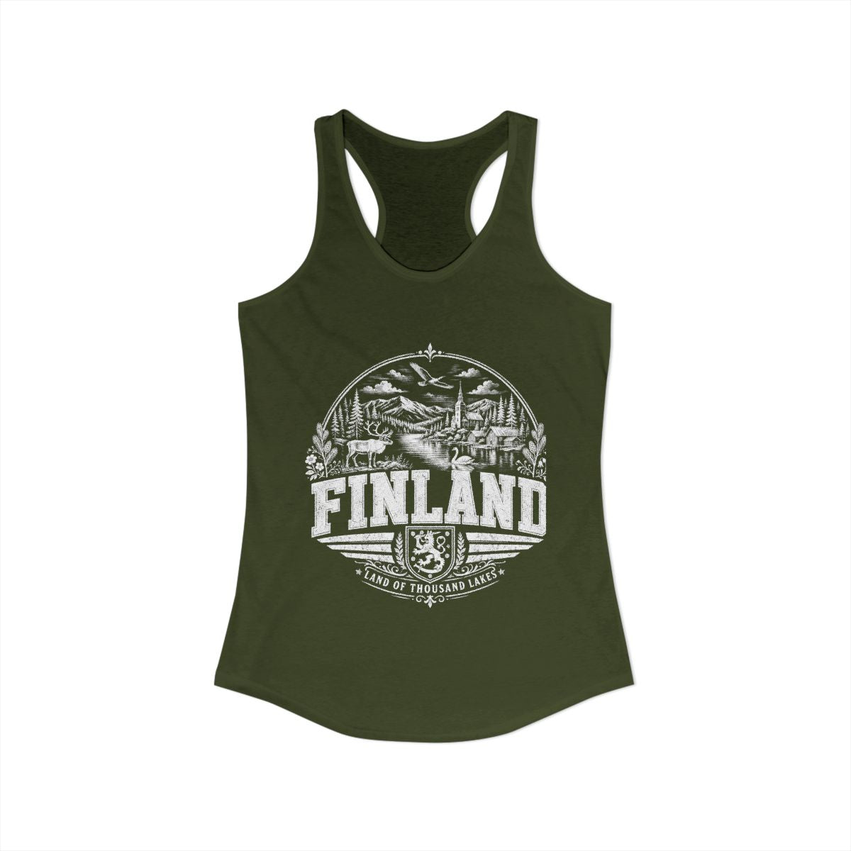 Finland Women's Tank Top — Solid Military Green (front)