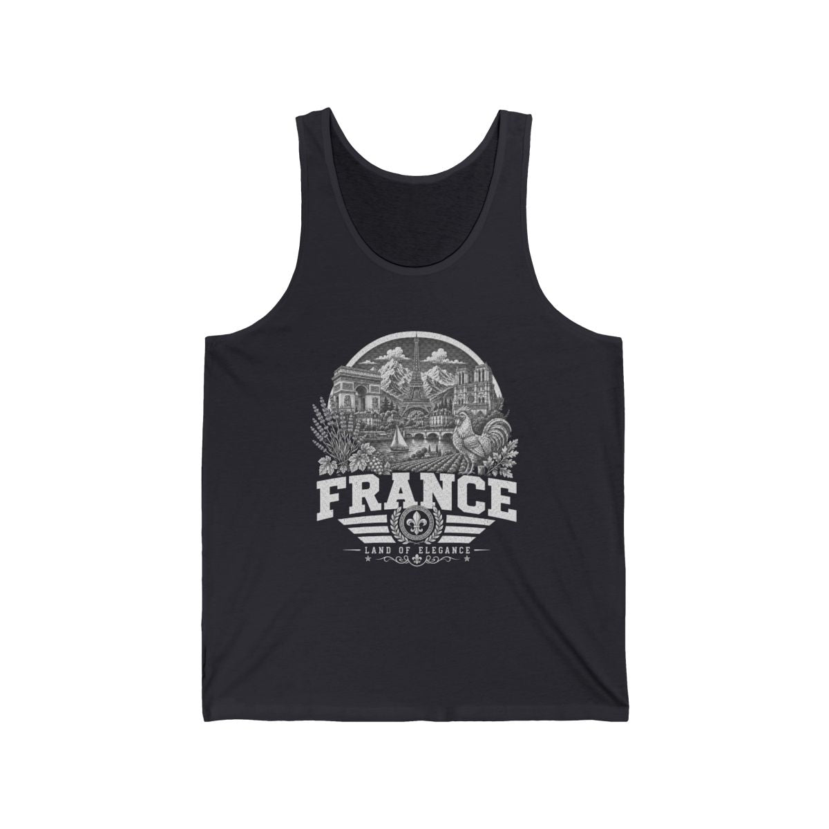 France Men's Tank Top — Dark Grey (front)