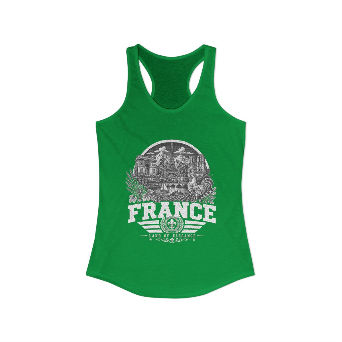 France Women's Tank Top — Solid Kelly Green (front)