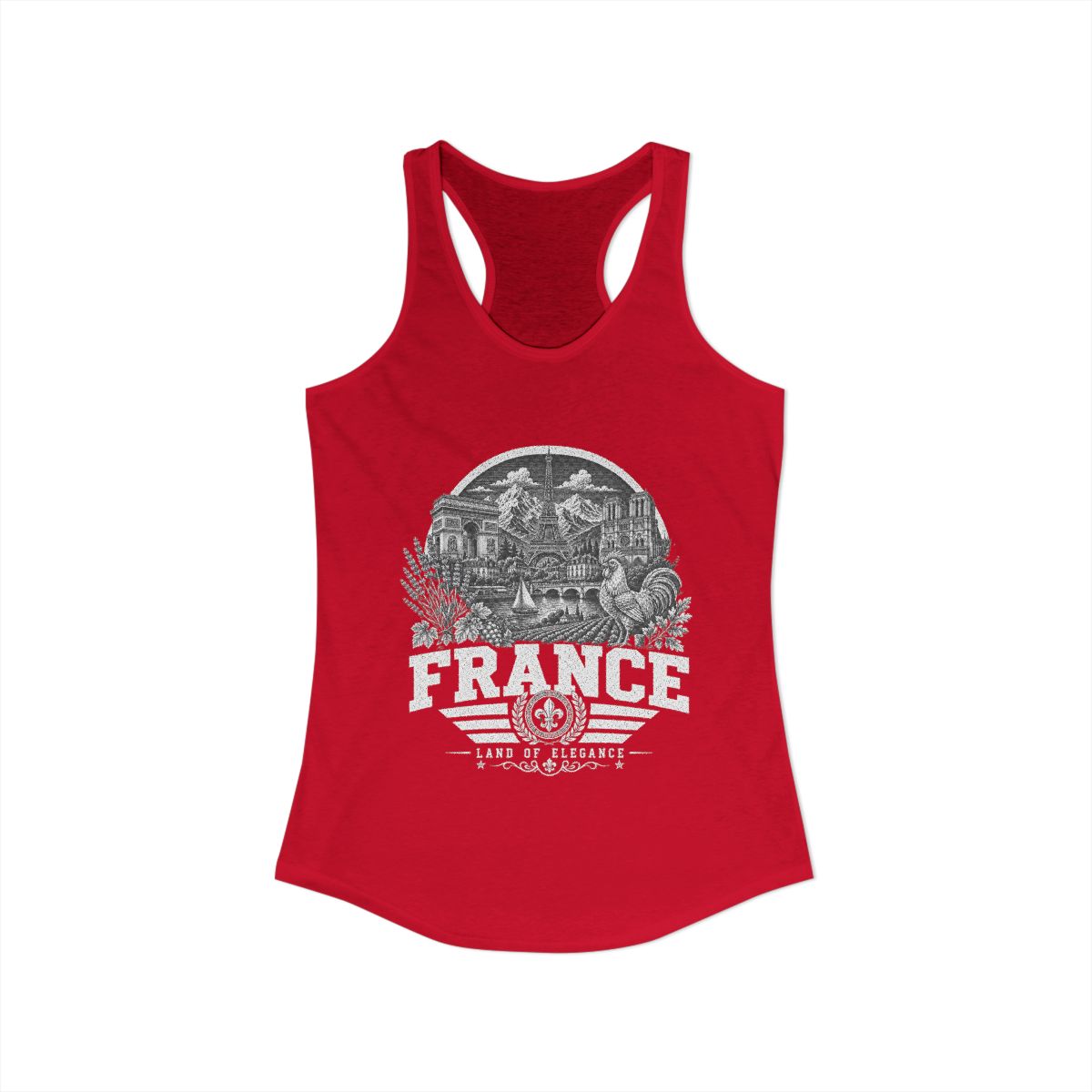 France Women's Tank Top — Solid Red (front)