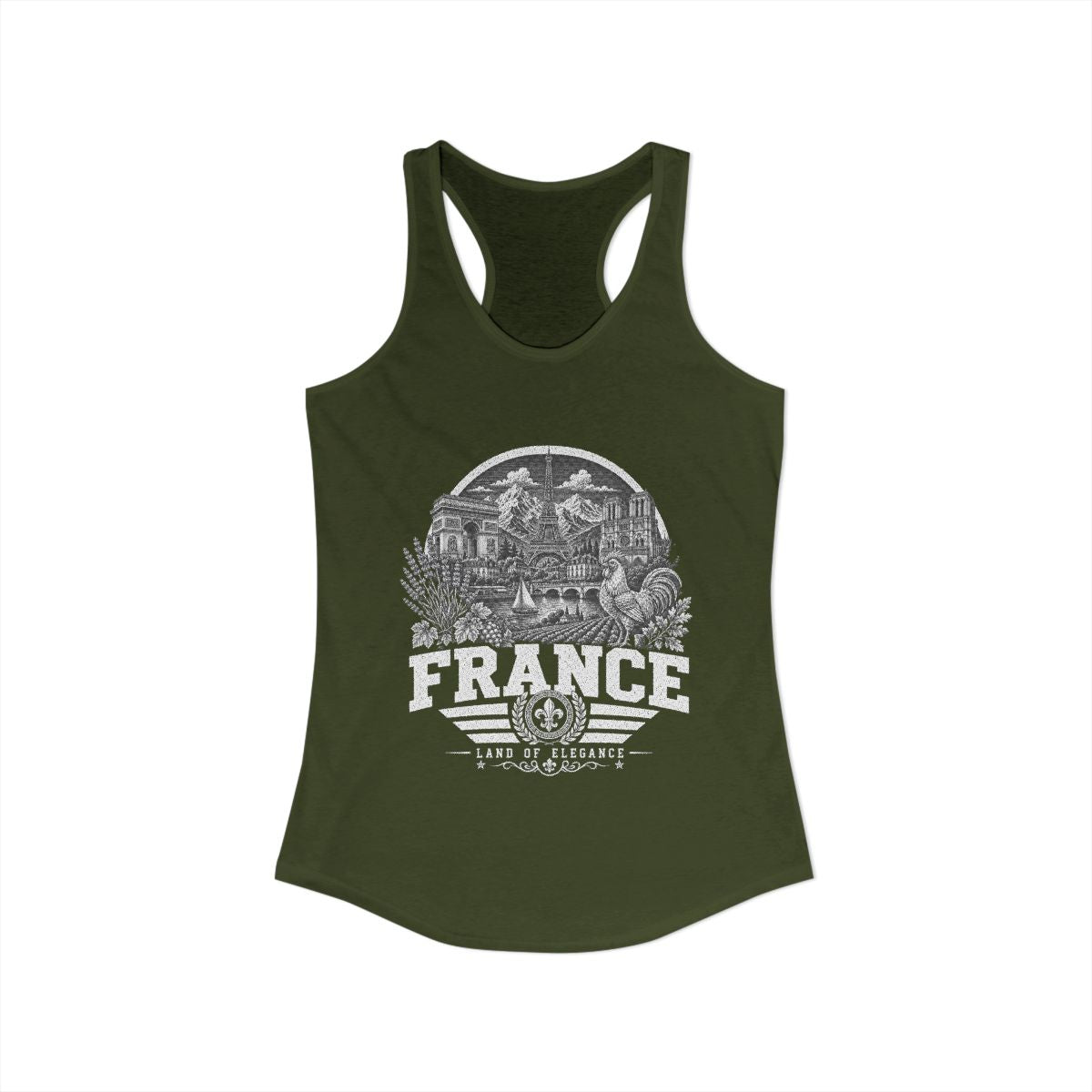 France Women's Tank Top — Solid Military Green (front)