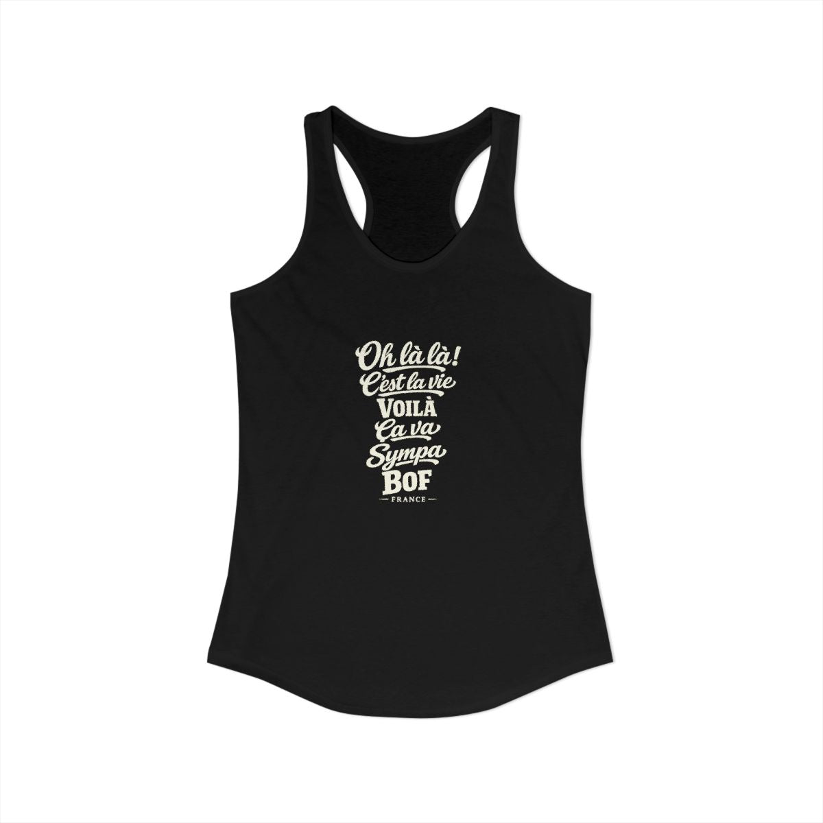 France local slang women's tank top — typographic sayings design | Nameshi Destinations (view 1)
