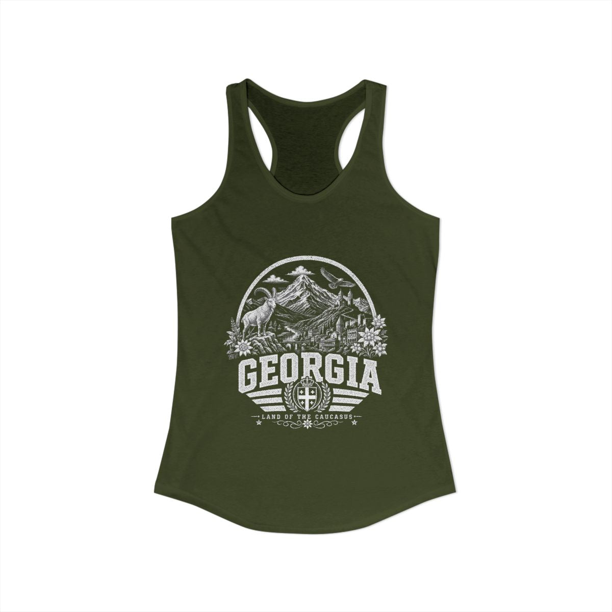 Georgia Women's Tank Top — Solid Military Green (front)