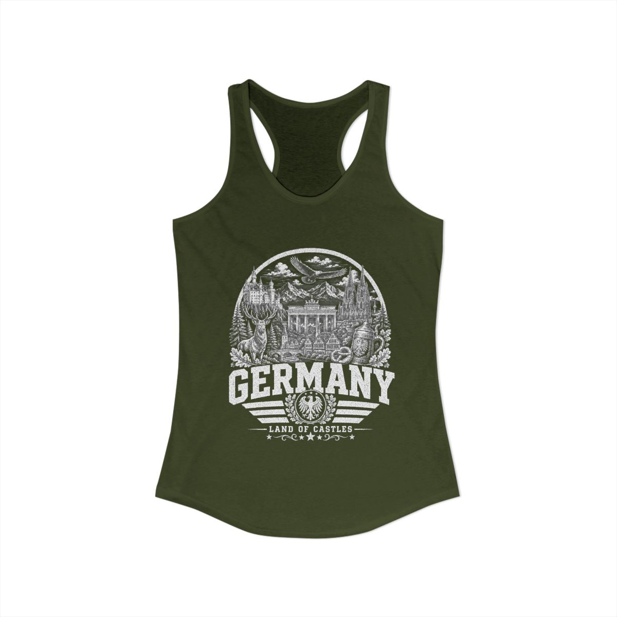 Germany Women's Tank Top — Solid Military Green (front)