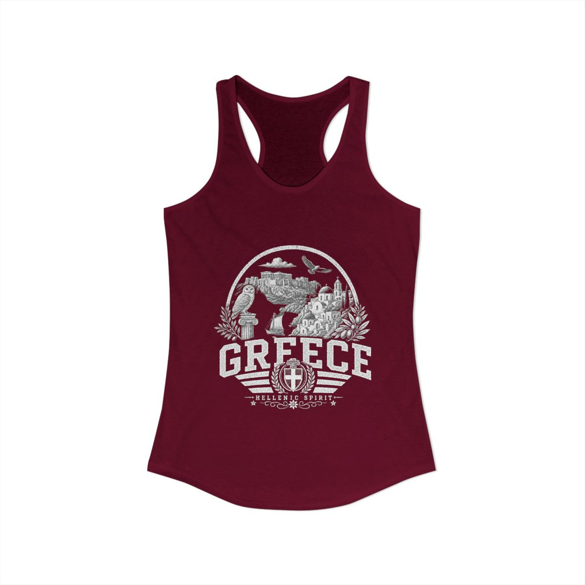 Greece Women's Tank Top — Solid Cardinal Red (front)