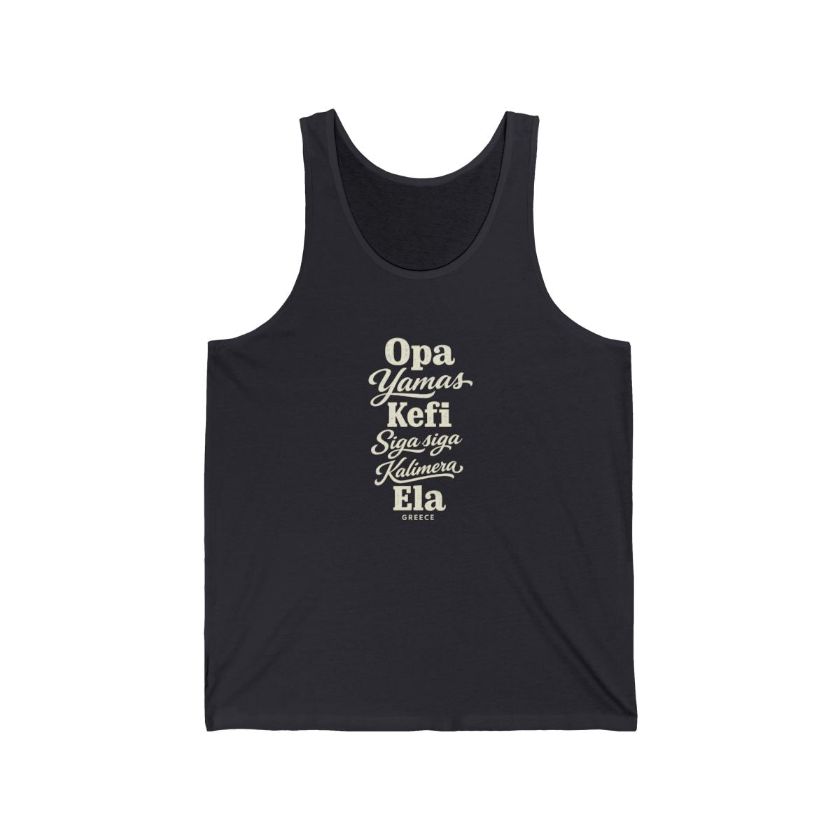 Greece local slang men's tank top — typographic sayings design | Nameshi Destinations (view 5)