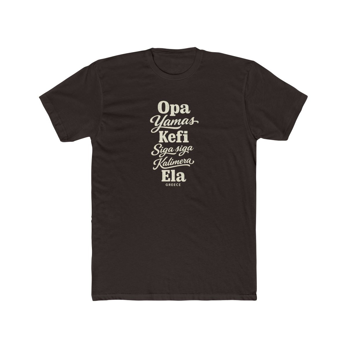 Greece local slang men's tee — typographic sayings design | Nameshi Destinations (view 1)
