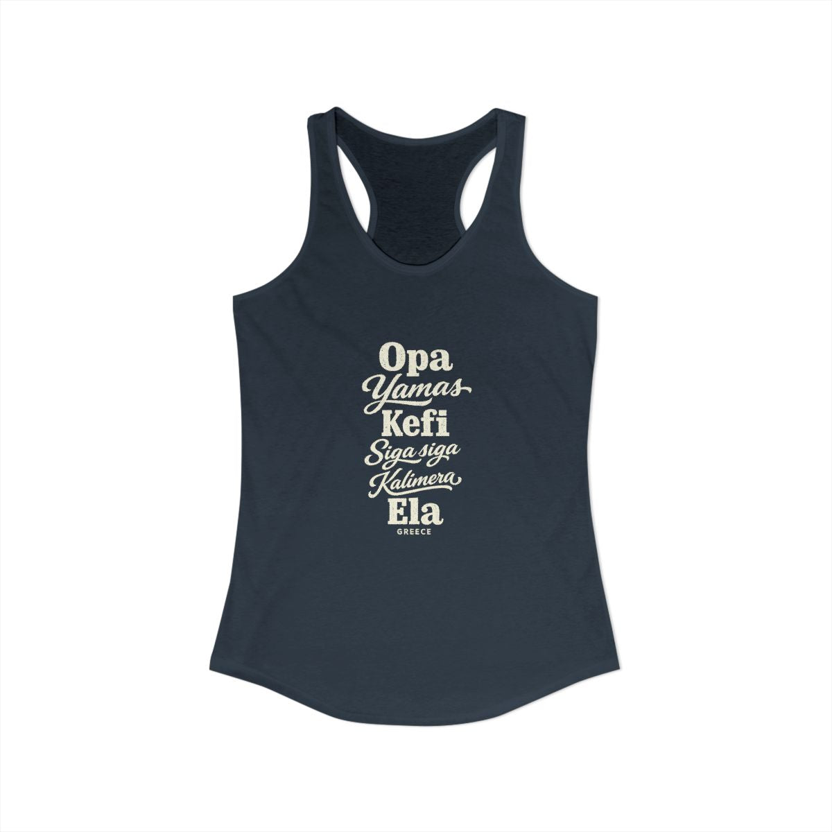 Greece local slang women's tank top — typographic sayings design | Nameshi Destinations (view 5)