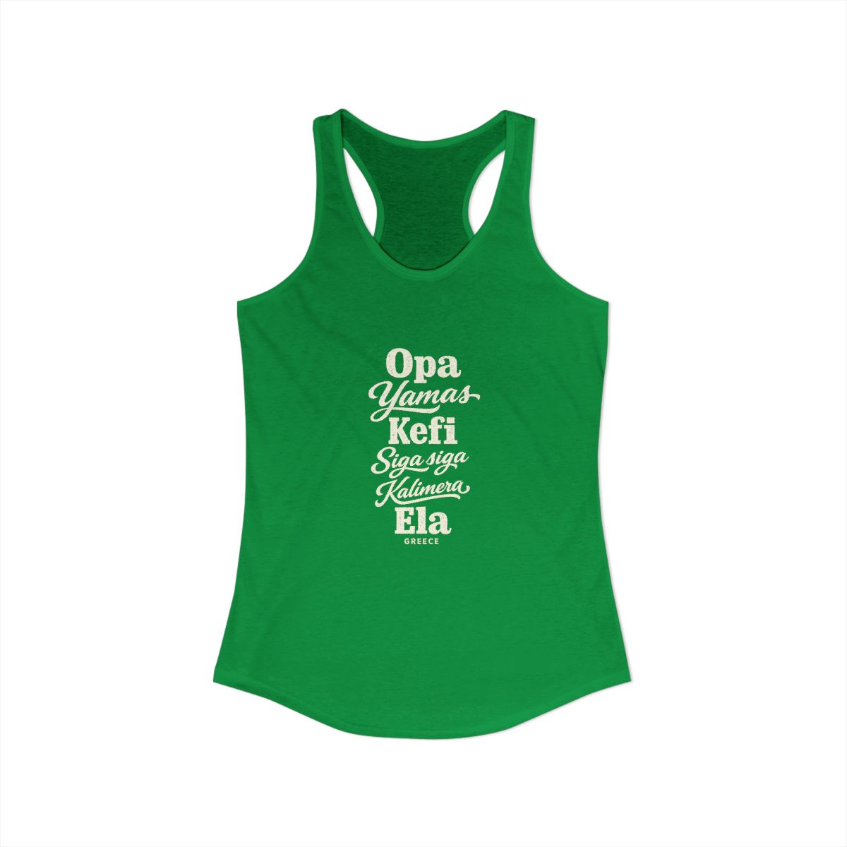 Greece local slang women's tank top — typographic sayings design | Nameshi Destinations (view 7)