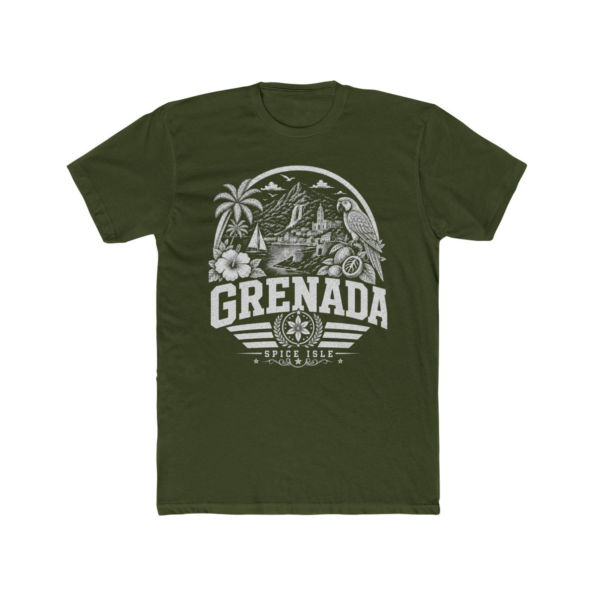 Grenada Men's Tee — Solid Military Green