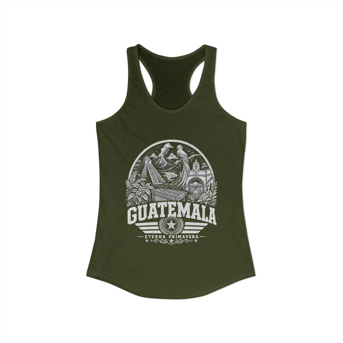 Guatemala Women's Tank Top — Solid Military Green (front)