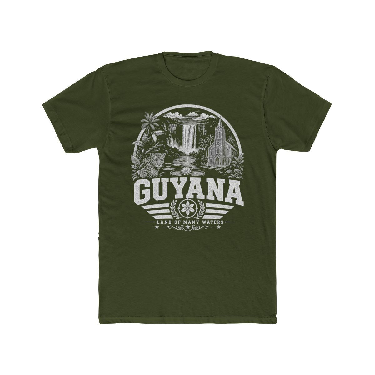 Guyana Men's Tee — Solid Military Green
